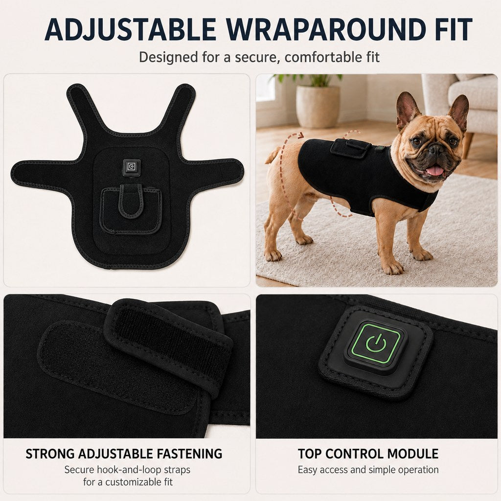 Ortekor Pet Red Light Therapy Vest for Dogs & Cats – 660nm + 850nm Near-Infrared for Back, Hip, Joint & Muscle Comfort – USB or Rechargeable
