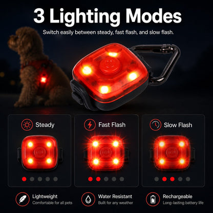 Ortekor Clip-On Pet Safety Light for Night Walks - Helps Dogs & Cats Stay Visible After Dark