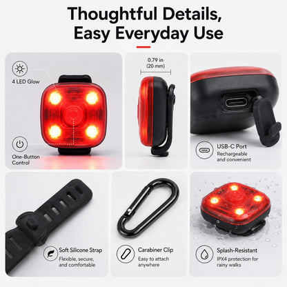Ortekor Clip-On Pet Safety Light for Night Walks - Helps Dogs & Cats Stay Visible After Dark