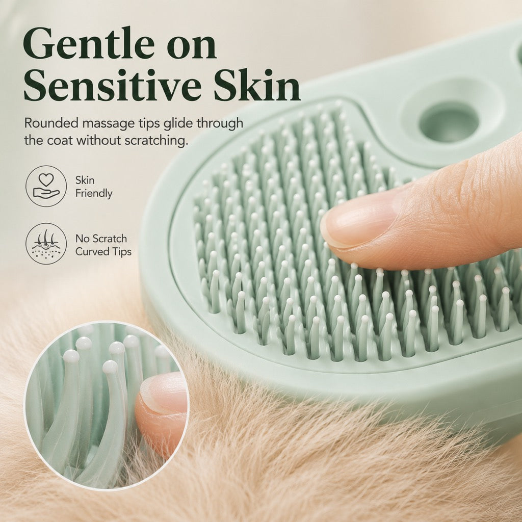 Ortekor Pet Spray Grooming Brush for Cats & Dogs - Gentle Mist De-Shedding Comb for Loose Fur, Flying Hair & Daily Coat Care