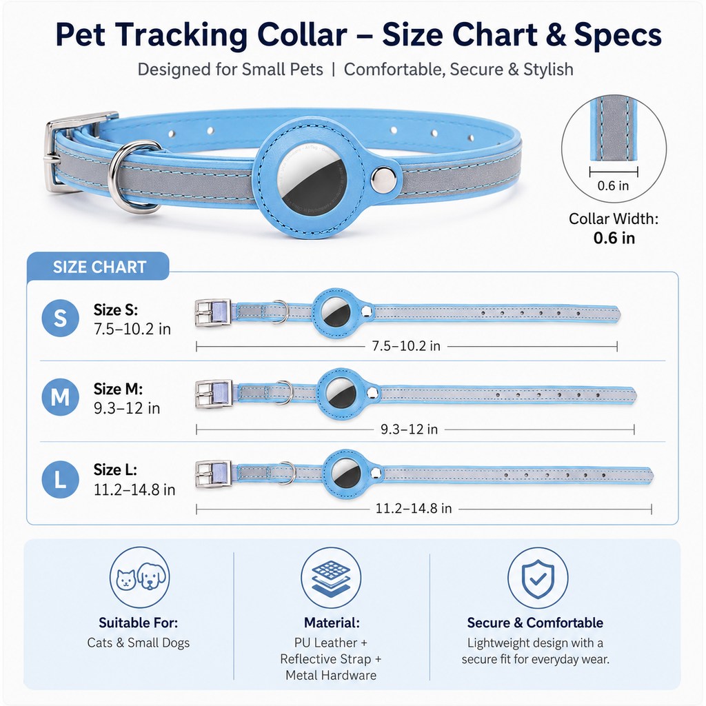 Ortekor AirTag-Compatible Reflective Pet Tracking Collar for Cats & Small Dogs - Secure Holder for Outdoor Adventures & Night Visibility