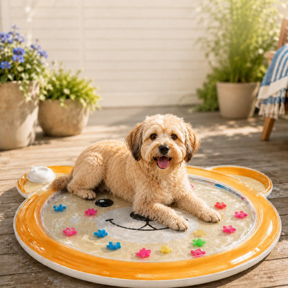Ortekor Pet Splash Water Mat for Cats & Dogs – Cooling Summer Play Pad for Bored Pets