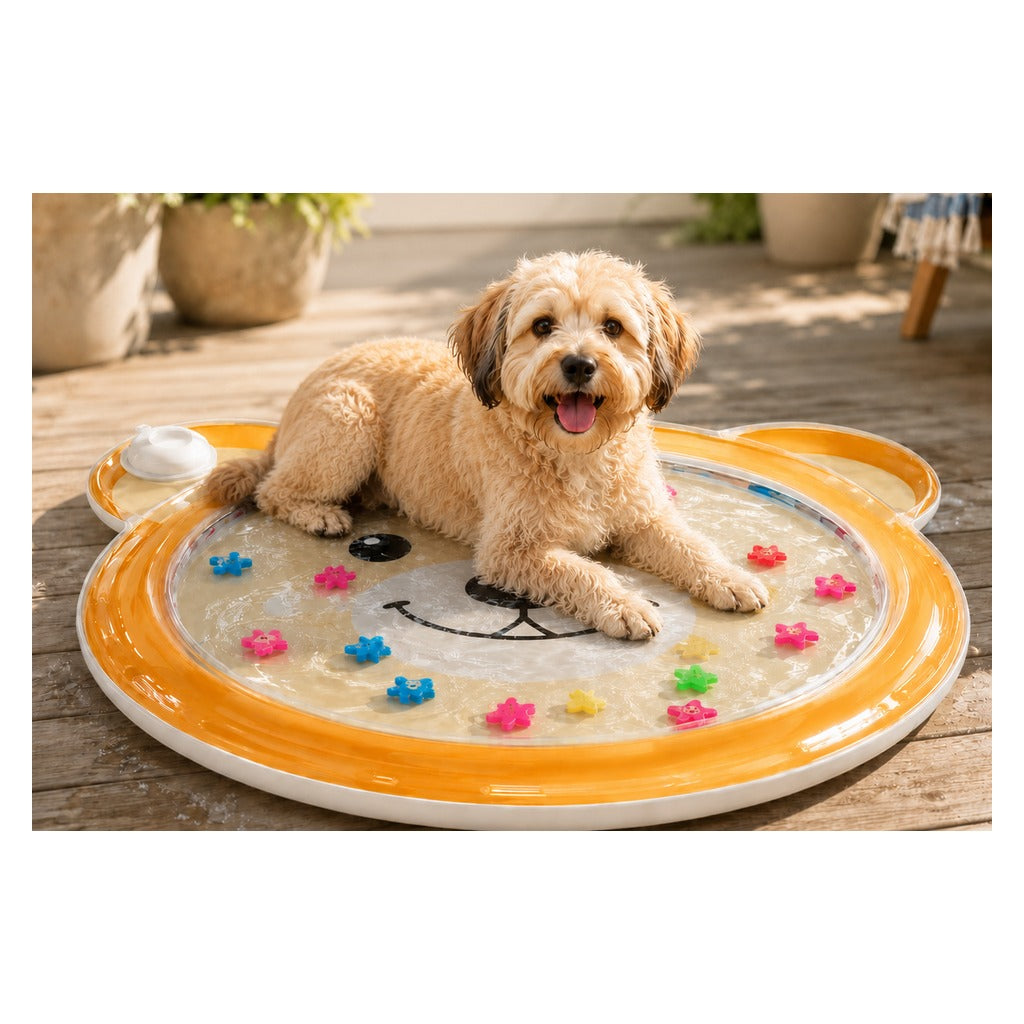 Ortekor Pet Splash Water Mat for Cats & Dogs – Cooling Summer Play Pad for Bored Pets