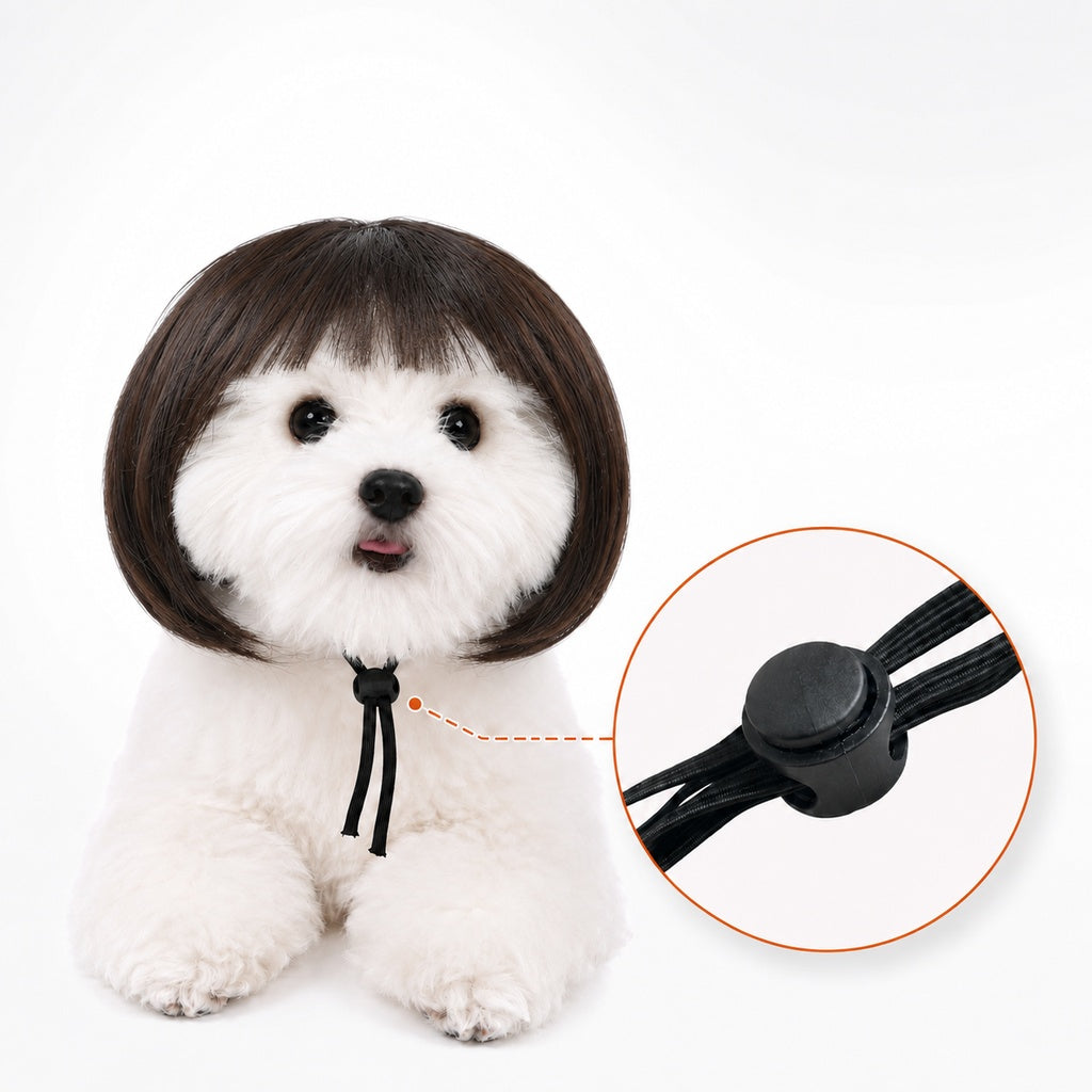 Ortekor Funny Short Bob Pet Wig for Photos & Parties - Easy Costume Prop for Cats & Small Dogs