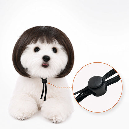 Ortekor Funny Short Bob Pet Wig for Photos & Parties - Easy Costume Prop for Cats & Small Dogs