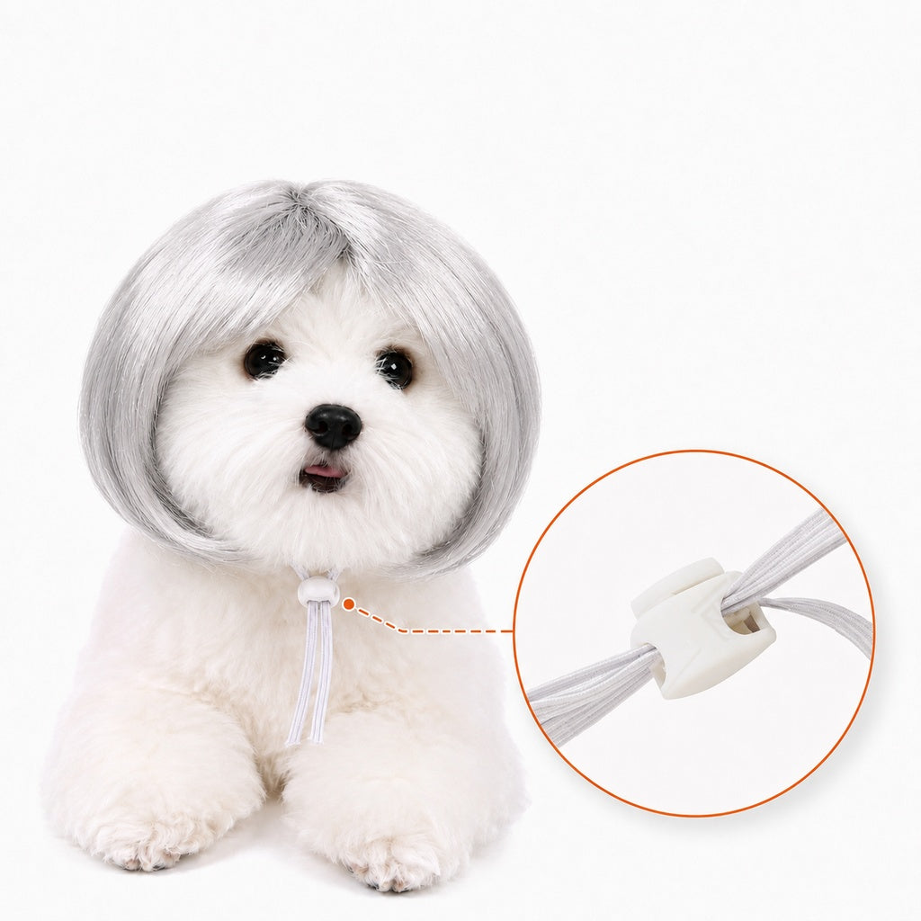 Ortekor Funny Short Bob Pet Wig for Photos & Parties - Easy Costume Prop for Cats & Small Dogs