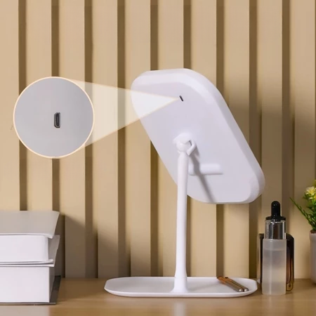 Lighted Makeup Mirror with Touch Control, Cordless Vanity Mirror with 3 Color Temperatures, Adjustable Brightness for Bedroom & Bathroom