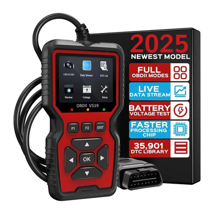 OBD2 Car Diagnostic Scanner with 2.8-Inch Color Display & 35,000+ Trouble Codes for Engine Checks, Live Data & Emissions Testing