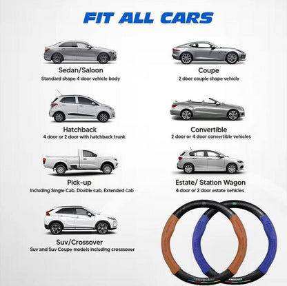 Premium Leather Steering Wheel Grip Cover