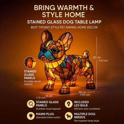 Stunning Stained Glass Dog Table Lamp