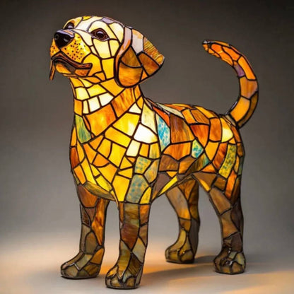 Stunning Stained Glass Dog Table Lamp