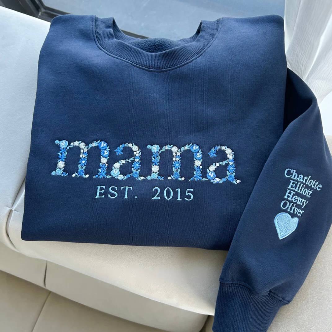 Customizable Mom Sweatshirt with Flower Pattern