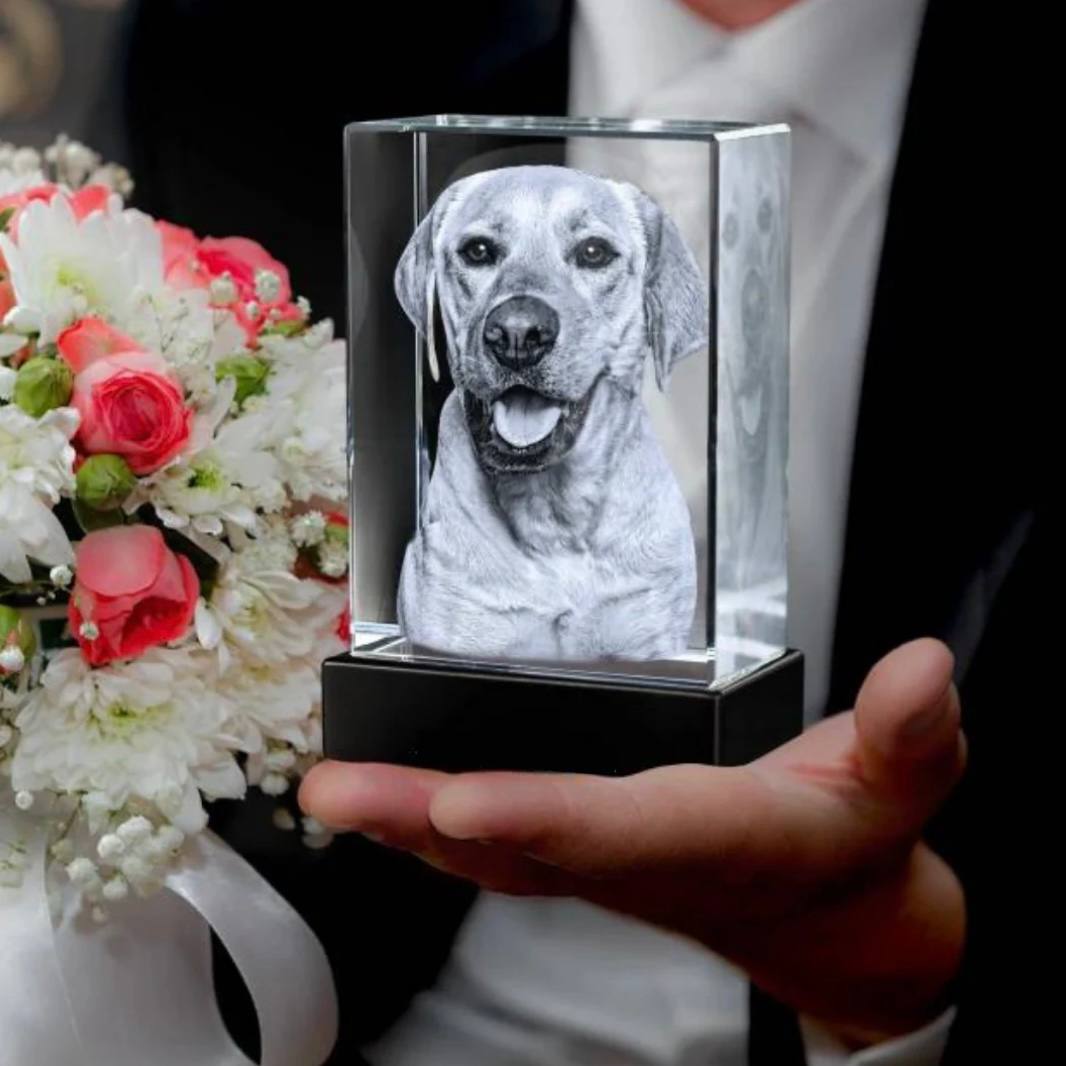 Customizable Crystal Picture Frame for Pet Memorial