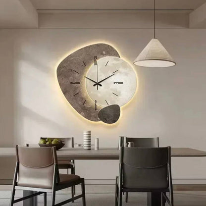 Rustic Wooden Wall Clock with Warm LED Glow