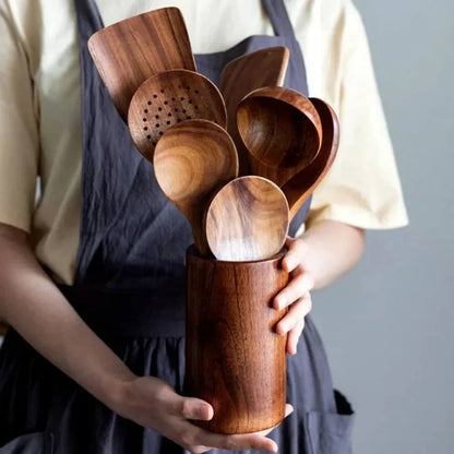 Rustic Wooden Kitchen Tool Set, Durable and Stylish