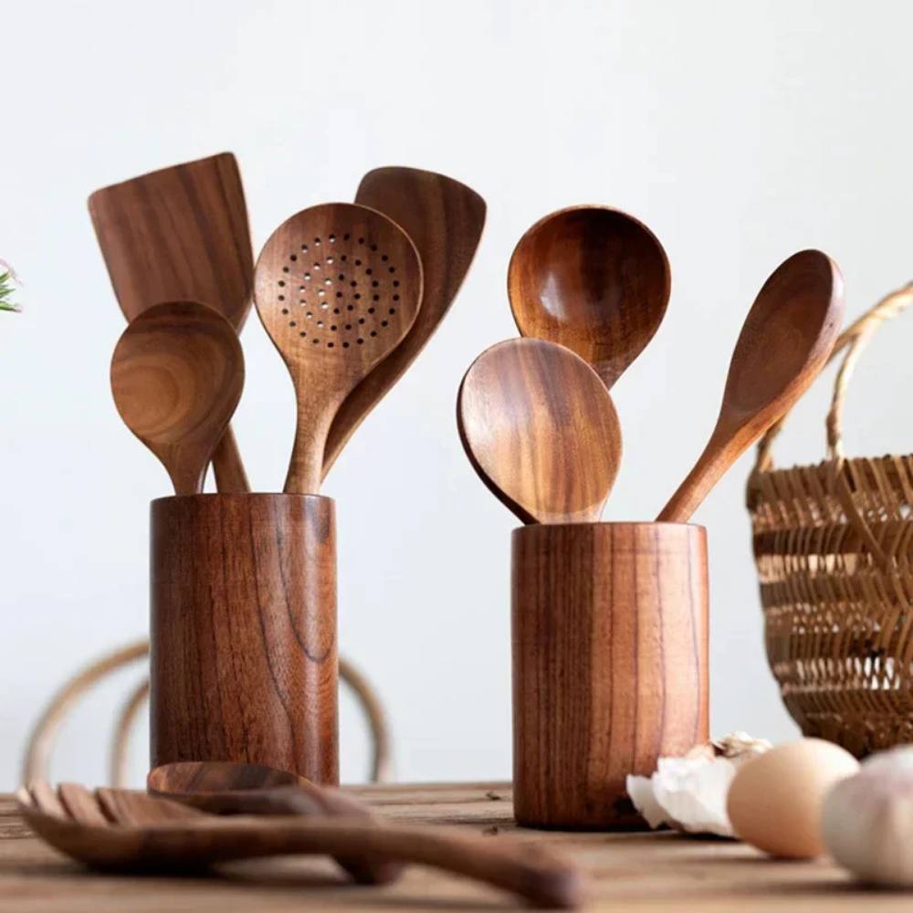 Rustic Wooden Kitchen Tool Set, Durable and Stylish