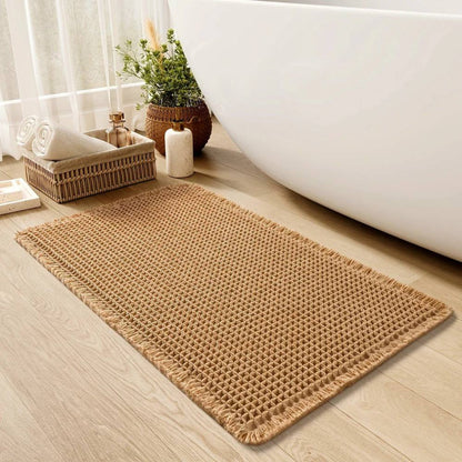 Soft Non Slip Bathroom Mat with Tassels, Washable Bath Rug
