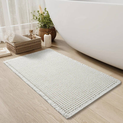 Soft Non Slip Bathroom Mat with Tassels, Washable Bath Rug