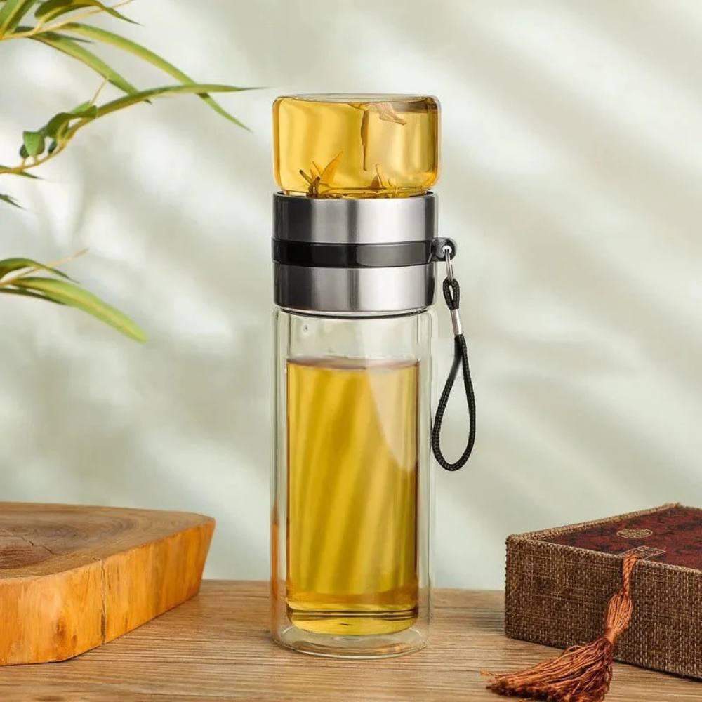 Clear Travel Thermal Water Bottle with Infuser