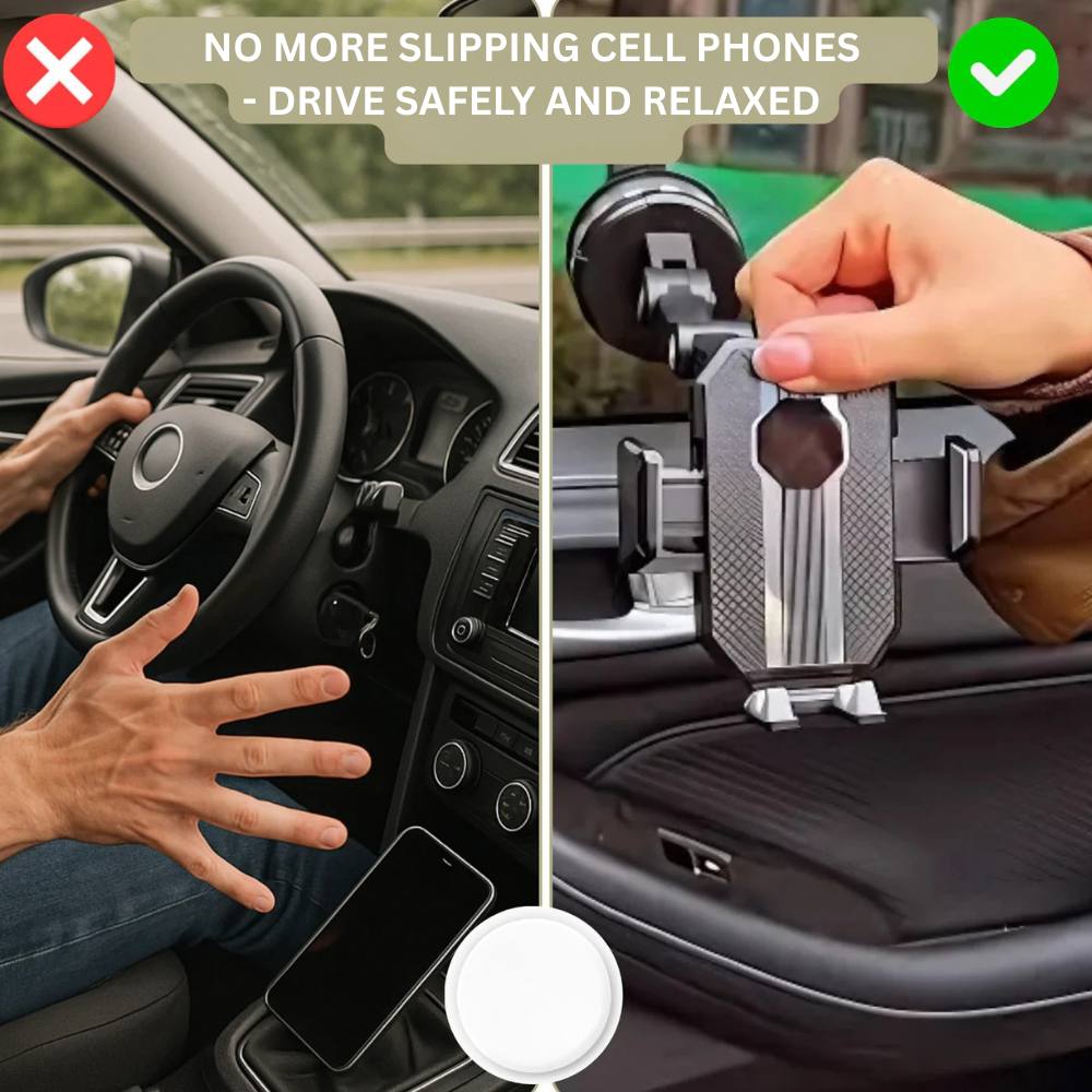 Easy Fit Car Phone Holder with Secure Grip and Adjustable Rotation
