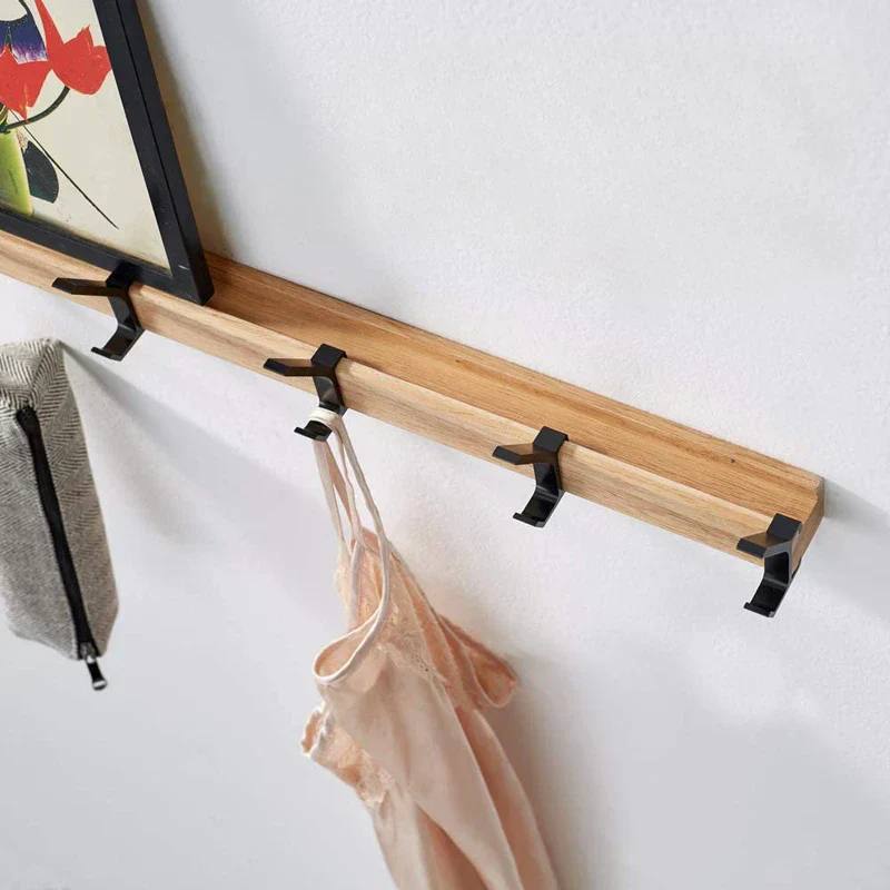 Space Saving 5 Hook Wooden Coat Rack Modern Design