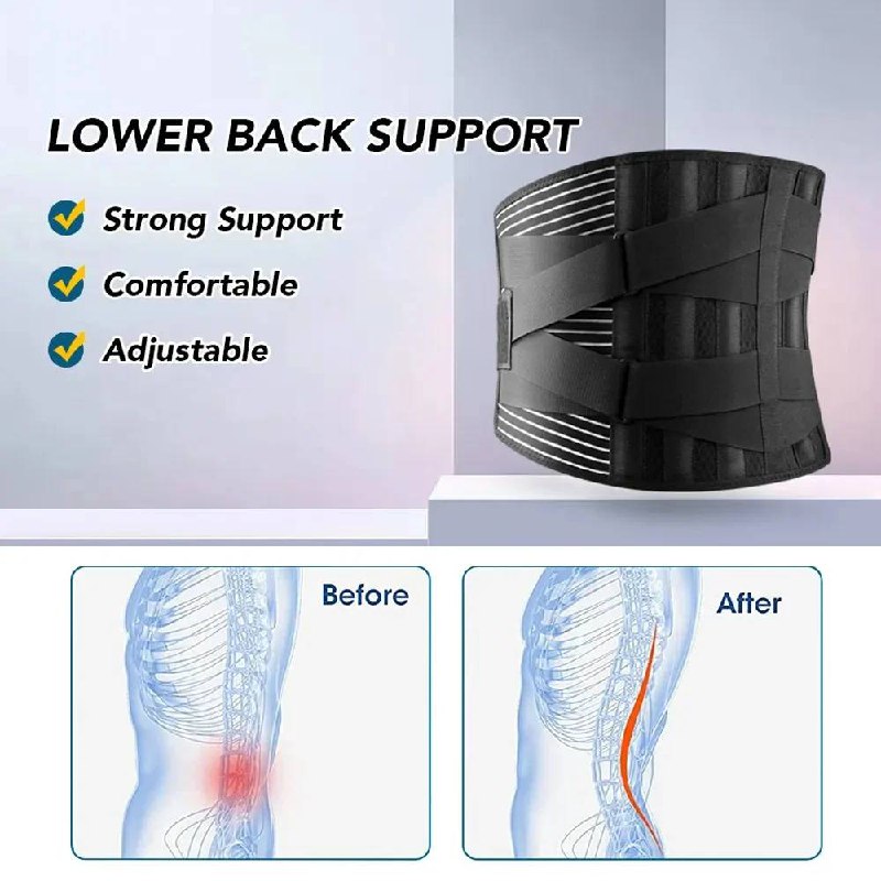 Ergonomic Lumbar Back Brace with Adjustable Steel Support