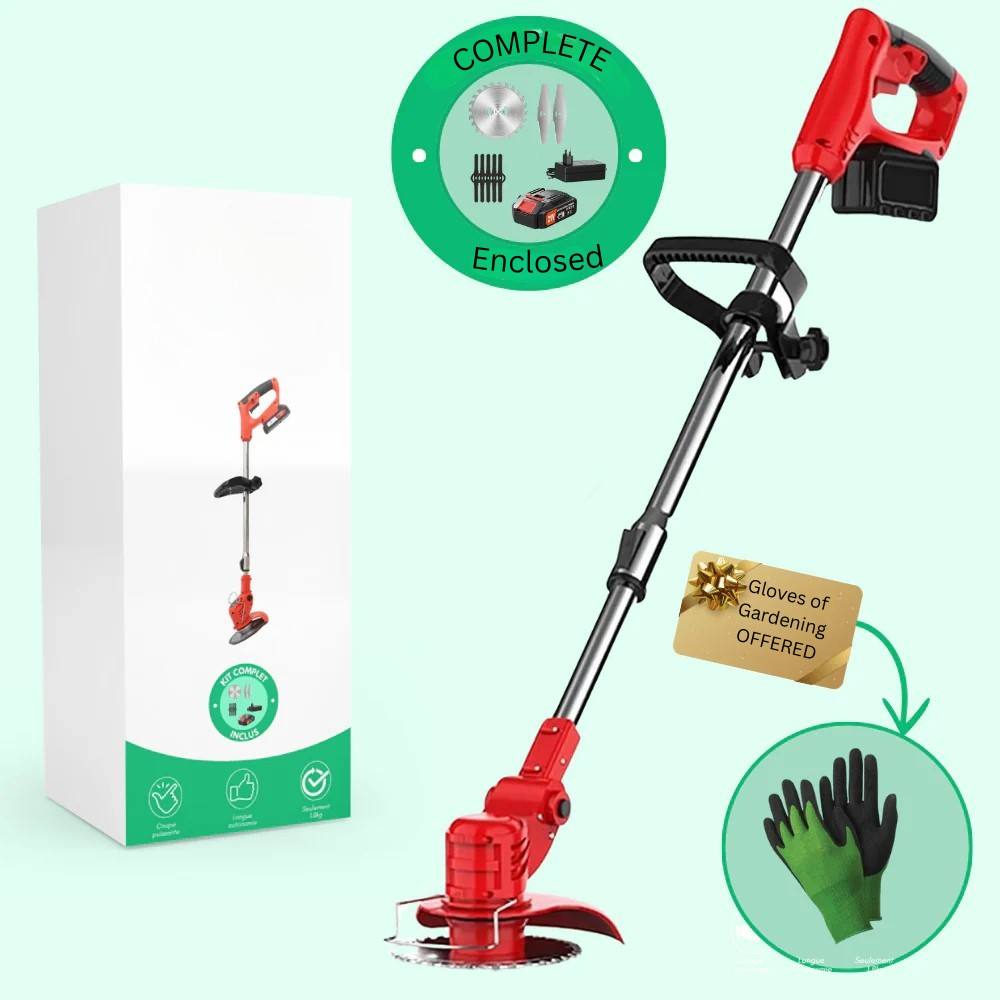 Powerful Electric Trimmer for Lawn and Bushes, 21V Battery
