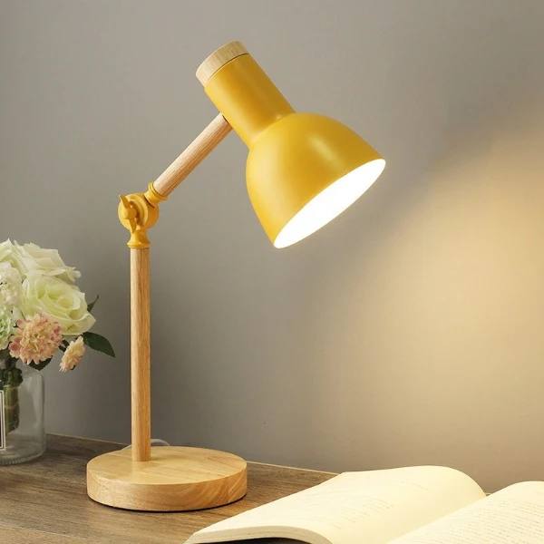 Modern Wooden Table Lamp with Adjustable Arm and Touch Control - Ortekor
