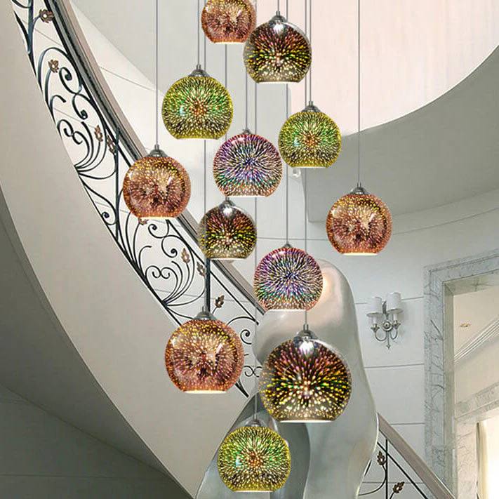 Colorful Hanging Glass Ball Pendant Light