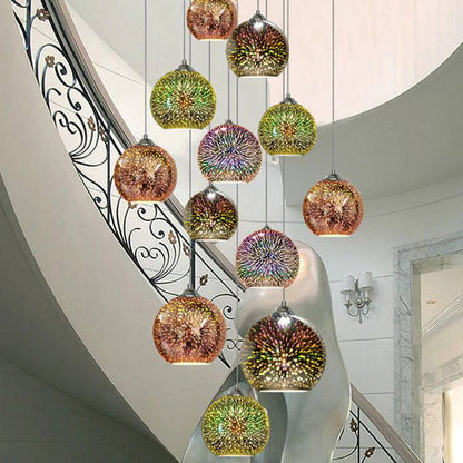Colorful Hanging Glass Ball Pendant Light