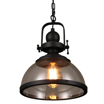 Round Glass Drop Ceiling Light, Vintage Metal Pendant Lamp