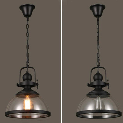 Round Glass Drop Ceiling Light, Vintage Metal Pendant Lamp