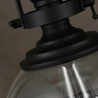 Round Glass Drop Ceiling Light, Vintage Metal Pendant Lamp