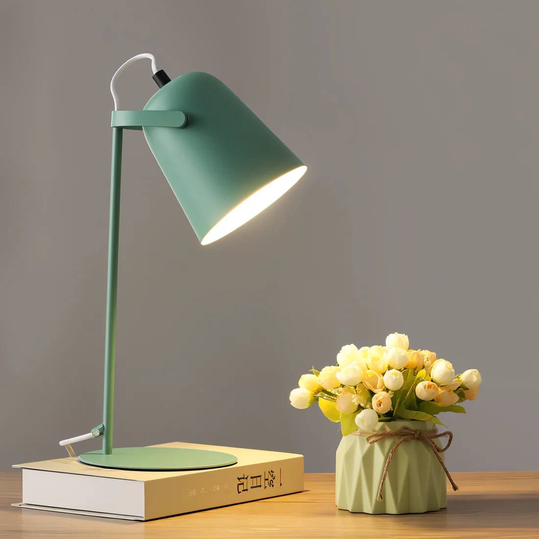 Chic Glass Table Lamp, Sleek Adjustable Office Lamp