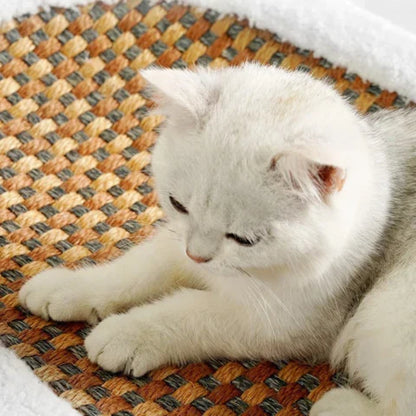 Cat Scratcher Bed with Plush Cushion and Scratch Surface for Indoor Cats, Cozy Lounge and Claw Pad Combo for Furniture Protection