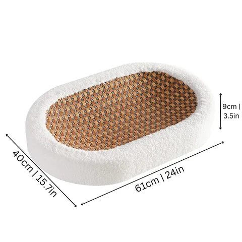 Cat Scratcher Bed with Plush Cushion and Scratch Surface for Indoor Cats, Cozy Lounge and Claw Pad Combo for Furniture Protection