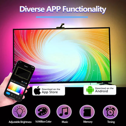 Smart RGBIC LED Bias Lighting for 55-75 inch TVs with Camera-Driven Color Matching and Bluetooth App Control
