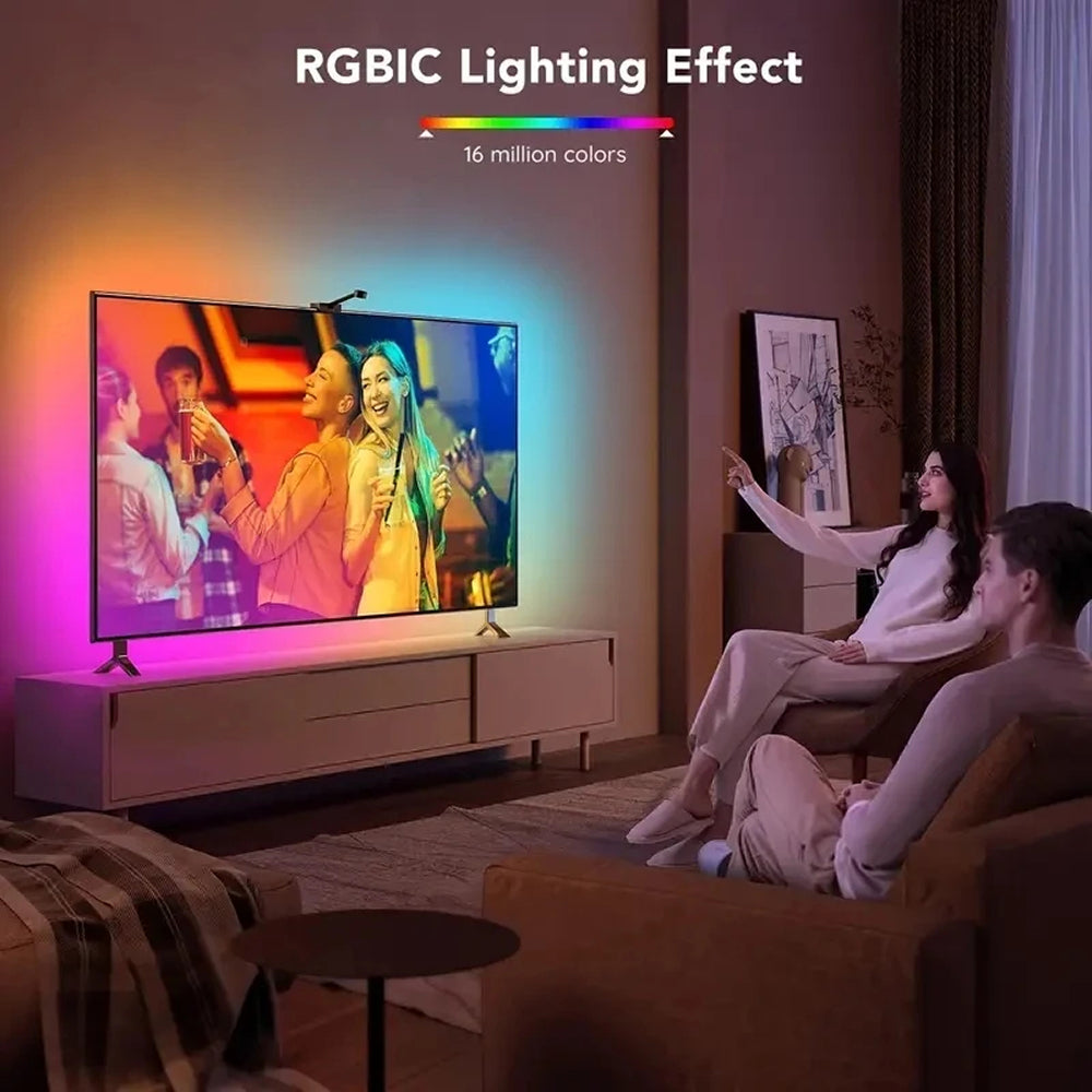 Smart RGBIC LED Bias Lighting for 55-75 inch TVs with Camera-Driven Color Matching and Bluetooth App Control