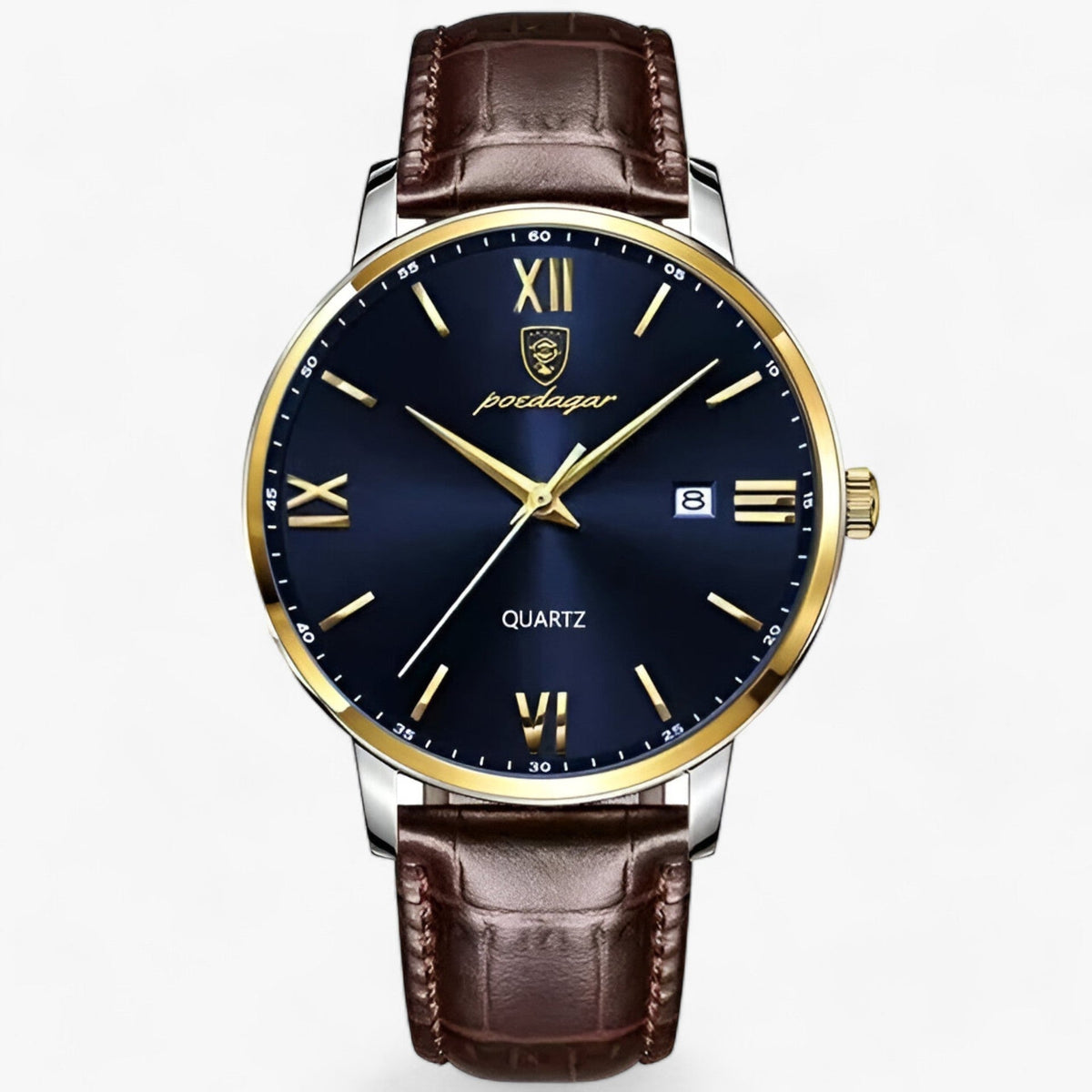 Men's Quartz Watch with Genuine Leather Band – Dress Timepiece for Business & Formal Wear