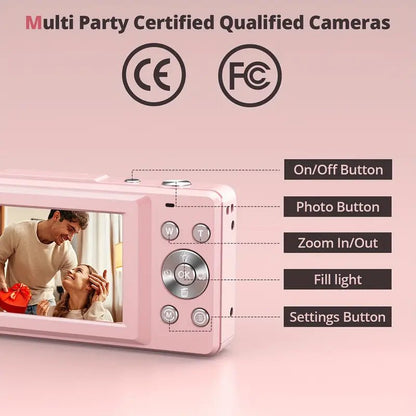 Compact Digital Camera 1080p HD Video & Photos Retro Style Lightweight Point-and-Shoot Auto Settings Instant Preview Travel Party Everyday
