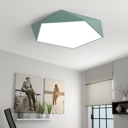 Angular Metal Ceiling Light Fixture with LED Bulbs Included – Surface Mount, Dimmable Remote Control for Bedroom, Dining Room, Hallway