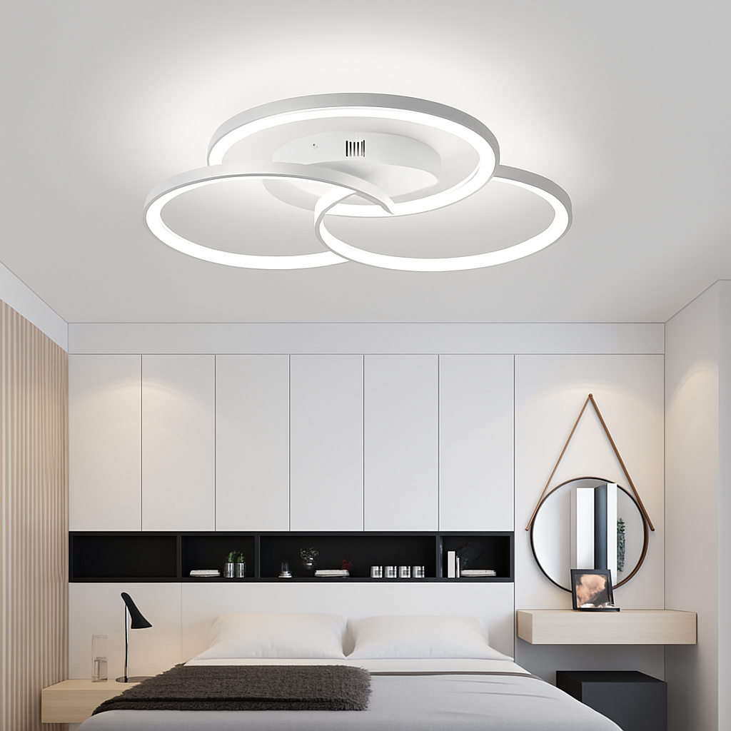 Three-Ring LED Ceiling Light Fixture Dimmable Contemporary Flush Mount for Kitchen Bedroom Living Room