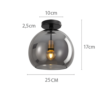 Decorative LED Flush Mount Light with Tinted Glass Globe for Bedroom Hallway Kitchen Dining | Surface Mount Fixture | E27 Bulb Included