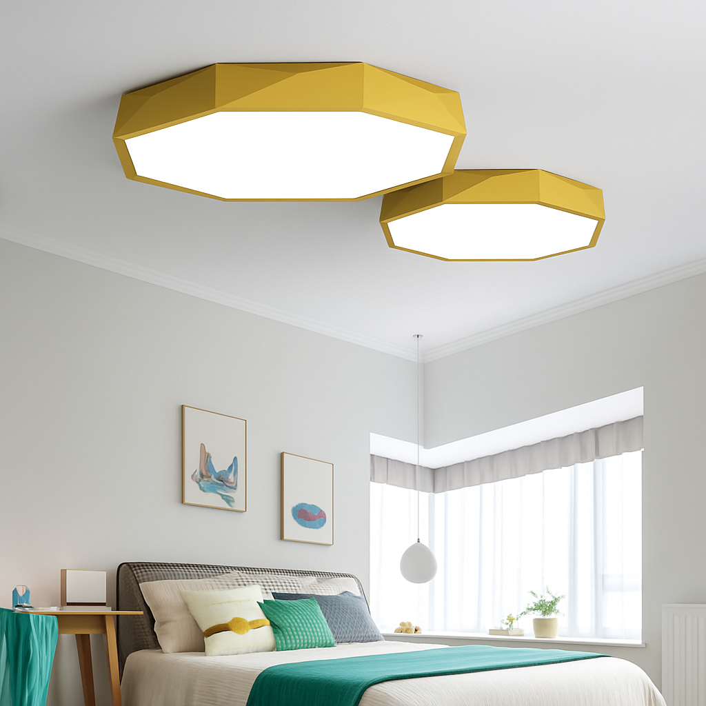 Octagon LED Flush Mount Ceiling Light – Ultra-Slim Modern Fixture with Integrated LEDs for Bedroom, Living Room & Hallway