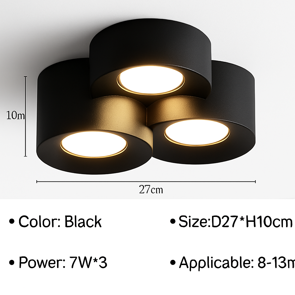 Cylinder Downlight Spotlight LED Surface Mount Ceiling Fixture for Kitchen, Hallway, Bedroom, Modern Minimalist Indoor Accent Lighting