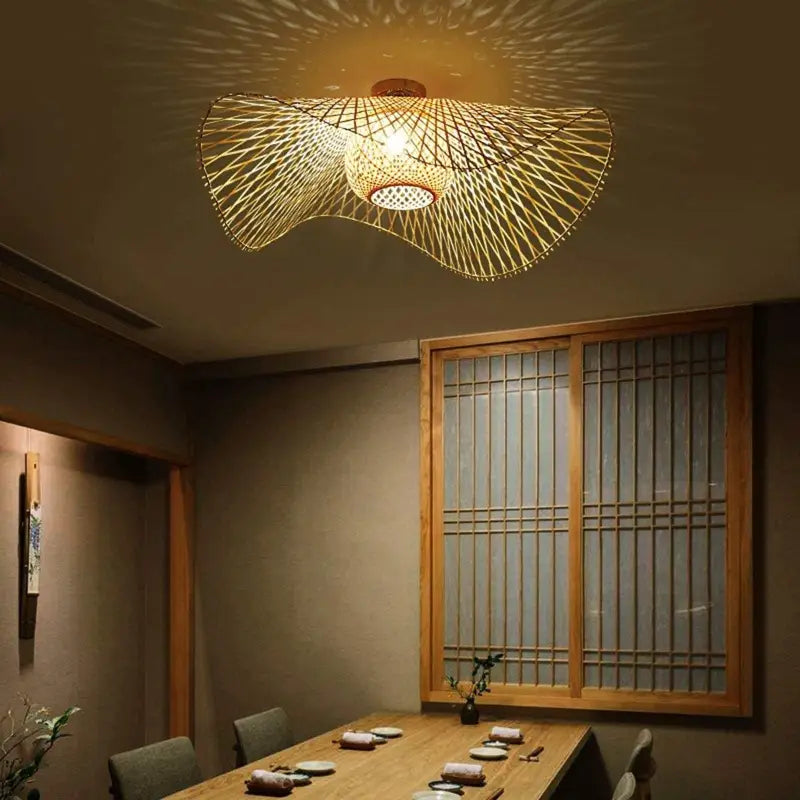 Handwoven Hanging Lamp Natural Fiber Shade 18 Inch Beige Ceiling Light for Dining Room Kitchen Island Boho Pendant Fixture E27 Socket Organi
