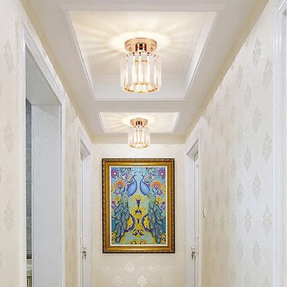 Vintage Flush Mount Glass Ceiling Fixture 5 in Black Gold E27 for Bedroom Hallway Living Room Retro Lighting