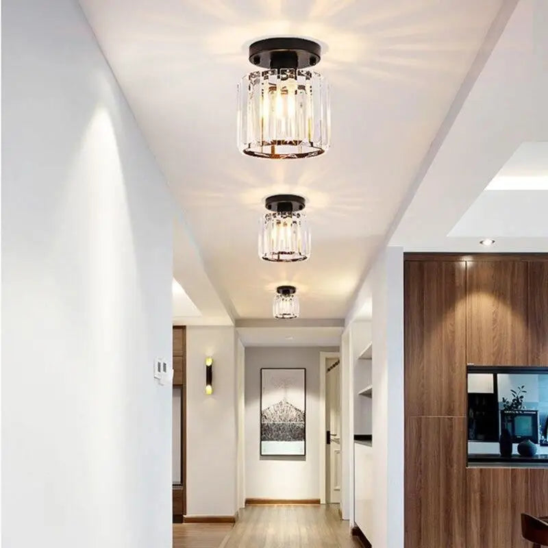 Vintage Flush Mount Glass Ceiling Fixture 5 in Black Gold E27 for Bedroom Hallway Living Room Retro Lighting