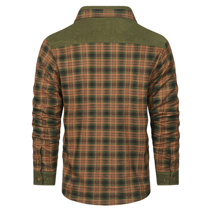 Checkered Flannel Overshirt for Men – Heavyweight Cotton Blend Button-Up Shacket with Chest Pockets – Perfect Layer for Fall, Winter