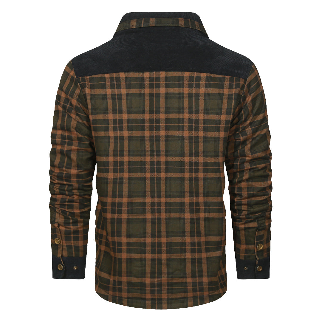 Flannel Overshirt for Men – Heavyweight Cotton-Poly Blend – Checkered Pattern Shacket for Casual Fall & Winter Layering